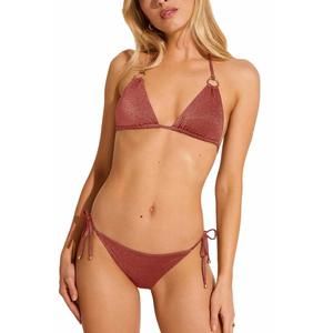 NEW VITAMIN A elle tie side bikini bottom in pink metallic